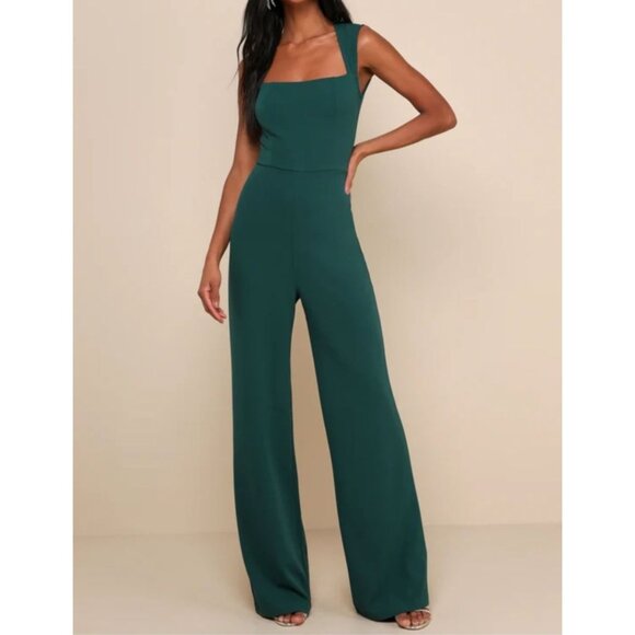 Lulus Enticing Endeavors Emerald Green Jumpsuit Large - Picture 3 of 11